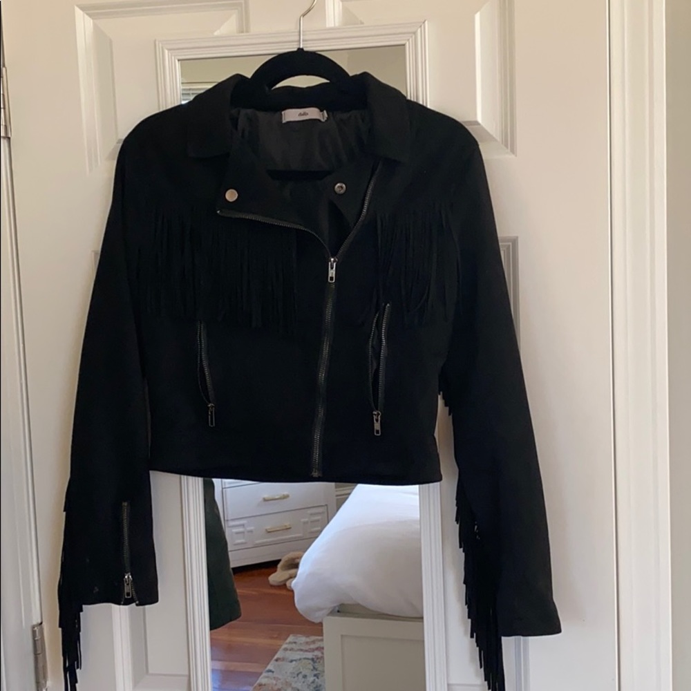 Black Fringe Suede Jacket. WORN ONCE